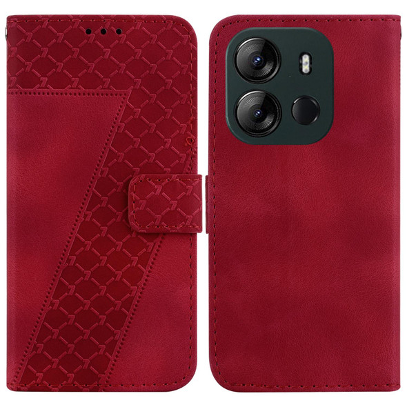 For Tecno Spark Go 2023/Pop 7 Pro 7-shaped Embossed Leatherette Phone Case(Red)