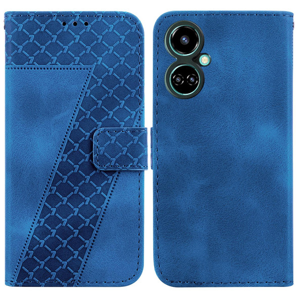 For Tecno Camon 19 7-shaped Embossed Leatherette Phone Case(Blue)