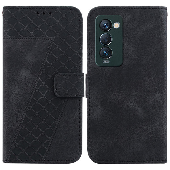 For Tecno Camon 18 Premier 7-shaped Embossed Leatherette Phone Case(Black)