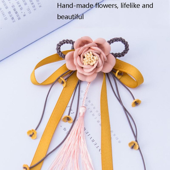 3 PCS Ancient Style Hair Accessories Tassels Streamers Hairpins Hair Accessories Handmade Flowers Headdress(Navy Blue)