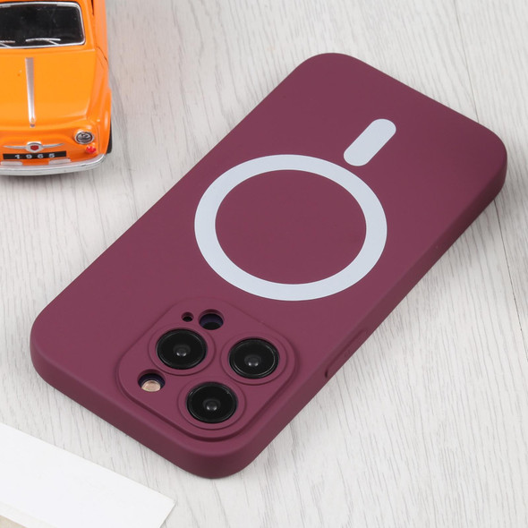 For iPhone 15 Pro Liquid Silicone Magsafe Phone Case(Wine Red)