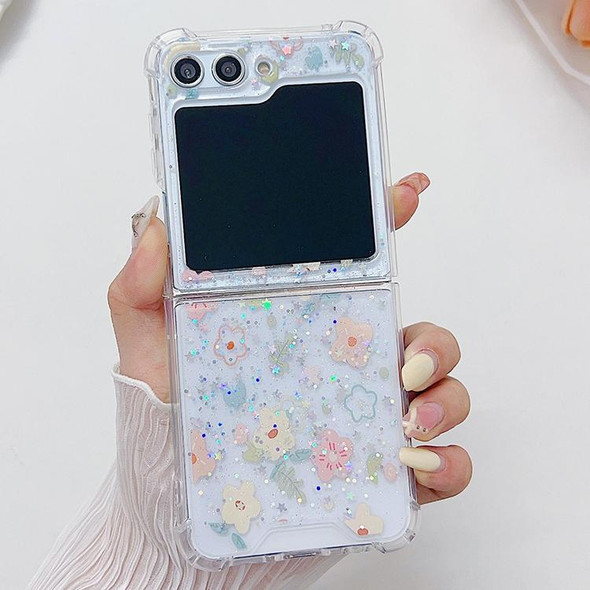 For Samsung Galaxy Z Flip4 Fresh Small Floral Epoxy TPU Phone Case(Hand-painted Flowers 2)