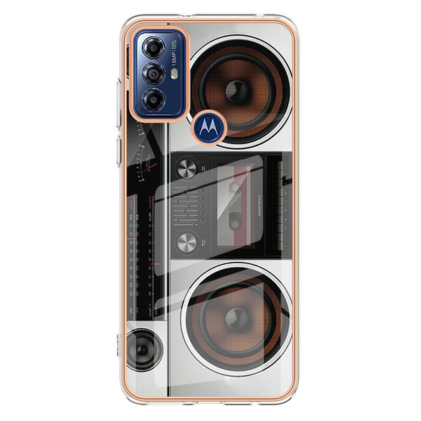 For Motorola Moto G Play 2023 Electroplating Marble Dual-side IMD Phone Case(Retro Radio)