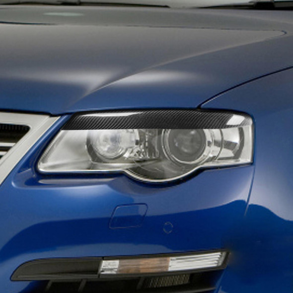 2 PCS / Set Carbon Fiber Car Lamp Eyebrow Decorative Sticker for Volkswagen Passat B6 3C 2005-2010, Drop Glue Version