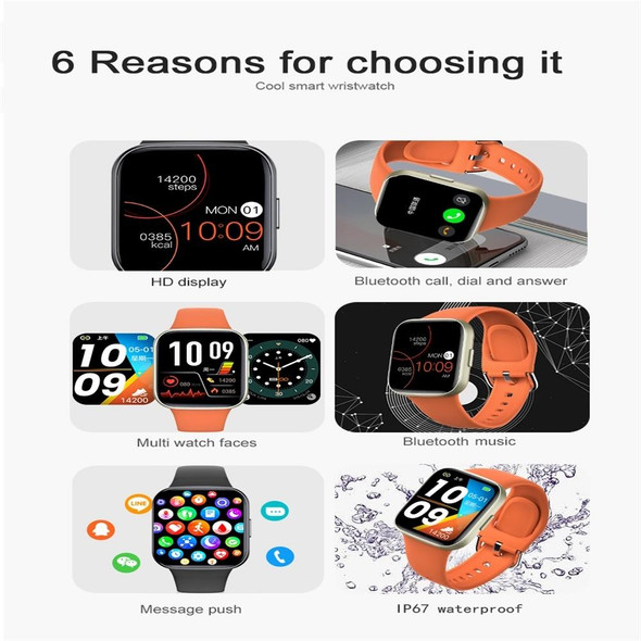 Y83 1.83 inch Color Screen Smart Watch,Support Heart Rate / Blood Pressure / Blood Oxygen / Blood Glucose Monitoring(Orange)