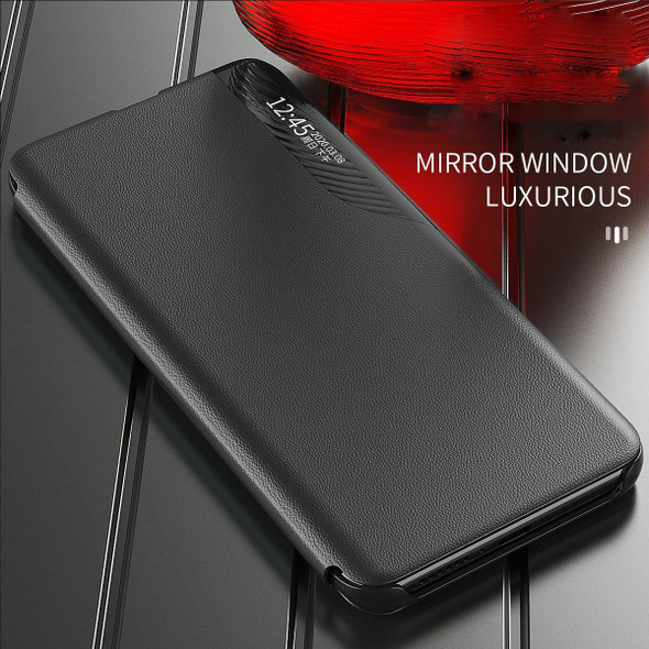 For Samsung Galaxy S23 FE 5G Side Display Flip Leatherette Phone Case(Indigo)