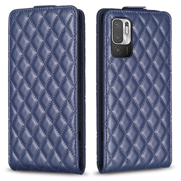For Redmi Note 10 5G /Note 10T 5G Diamond Lattice Vertical Flip Leatherette Phone Case(Blue)