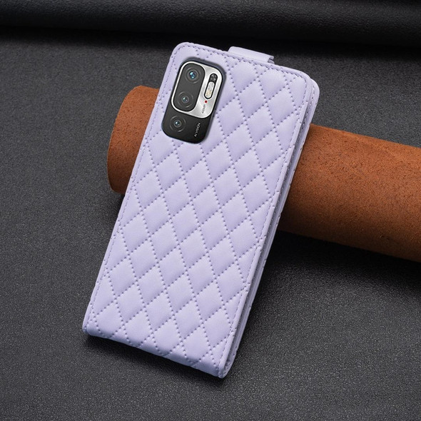 For Redmi Note 10 5G /Note 10T 5G Diamond Lattice Vertical Flip Leatherette Phone Case(Purple)