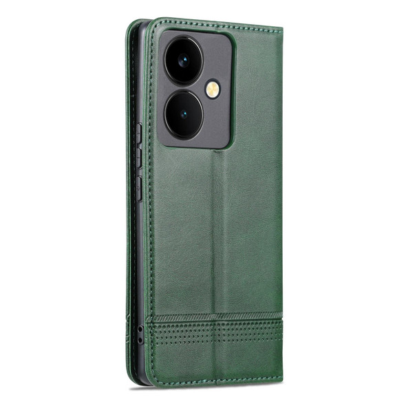 For vivo Y78+/Y78 Global AZNS Magnetic Calf Texture Leather Phone Case(Dark Green)