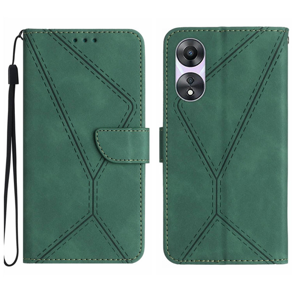 For OPPO A78 4G Stitching Embossed Leatherette Phone Case(Green)