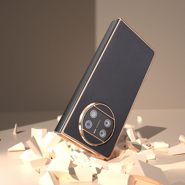 For Huawei Mate X3 Electroplating Haze Texture PU Phone Case(Black)