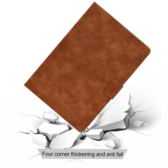 For Samsung Galaxy Tab A7 (2020) T500 Cowhide Texture Horizontal Flip Leatherette Case with Holder & Card Slots & Sleep / Wake-up(Brown)