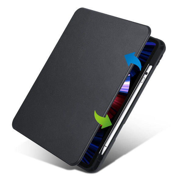 For iPad Pro 11 2022 / Air 10.9 2022 Acrylic 360 Rotation Detachable Leatherette Tablet Case(Black)