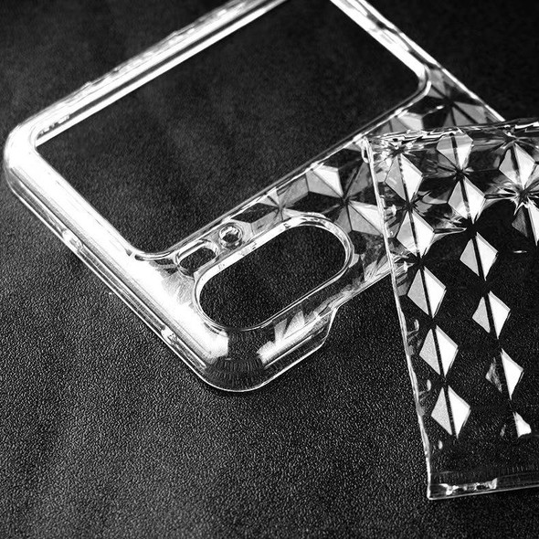 For OPPO Find N2 Flip Transparent Diamond Texture PC Phone Case