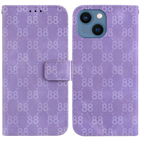 For iPhone 13 mini Double 8-shaped Embossed Leatherette Phone Case(Purple)