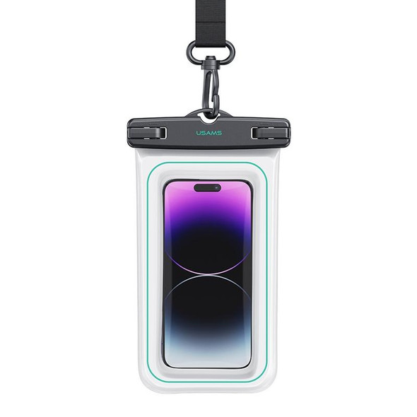 USAMS US-YD013 6.7 inch Sponge Float Transparent IP68 Waterproof Swimming Cell Phone Bag(White)