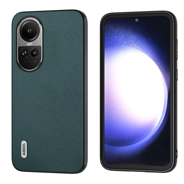 For OPPO Reno10 Pro Global / Reno10 Global ABEEL Genuine Leatherette Luolai Series Phone Case(Dark Green)