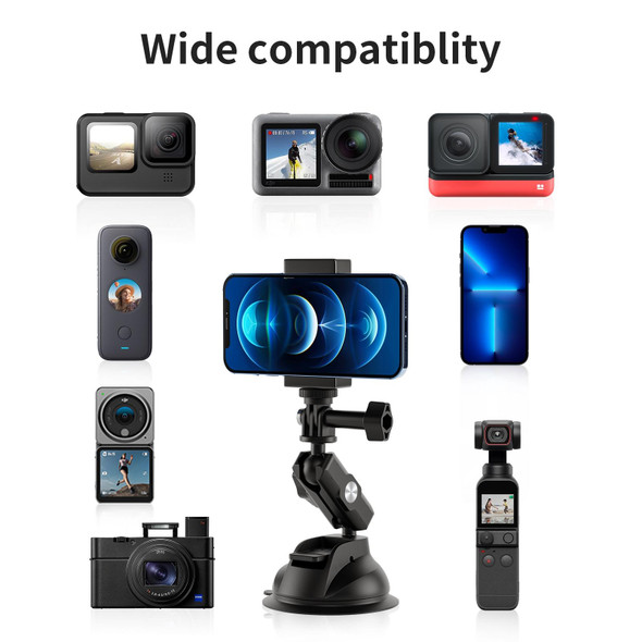 TELESIN Car Action Camera Holder Suction Cup 360 Degree Adjustable