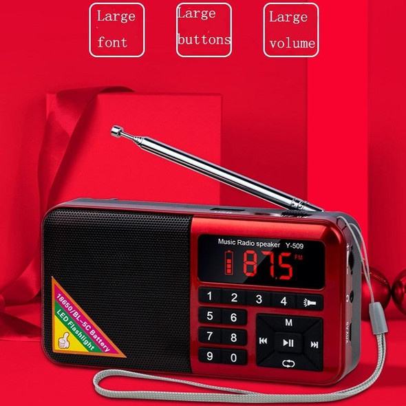 Bluetooth Card Radio Digital FM Player, Specifications: Y-509FM (No Solar Panel)(Gold)