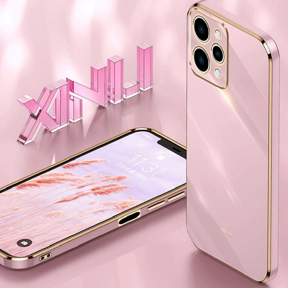For Xiaomi Redmi 12 4G XINLI Straight Edge 6D Electroplate TPU Phone Case(Cherry Purple)