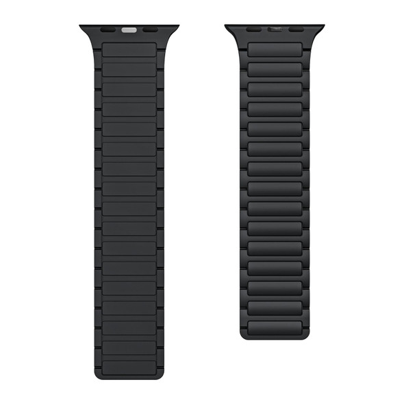 For Apple Watch 3 42mm Magnetic Loop Silicone Watch Band(Black)
