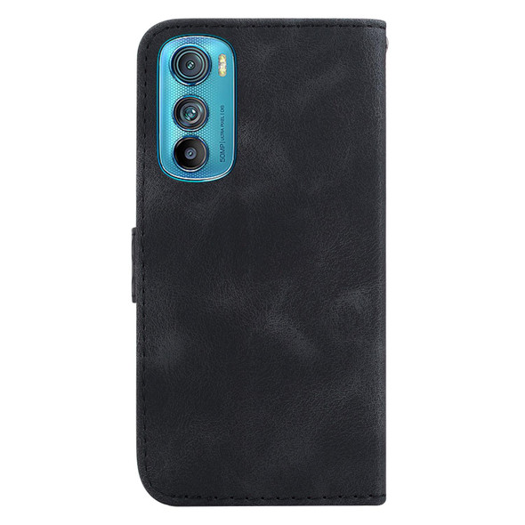 For Motorola Edge 30 7-shaped Embossed Leatherette Phone Case(Black)