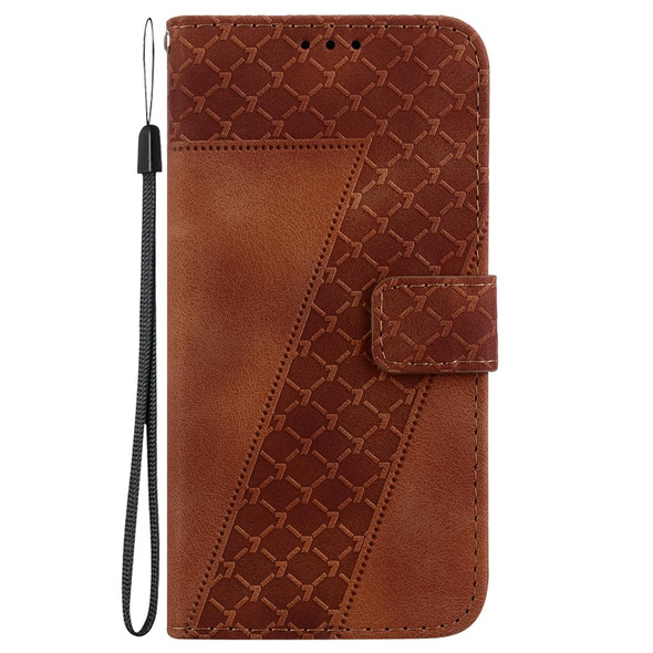 For Motorola Edge 30 7-shaped Embossed Leatherette Phone Case(Brown)