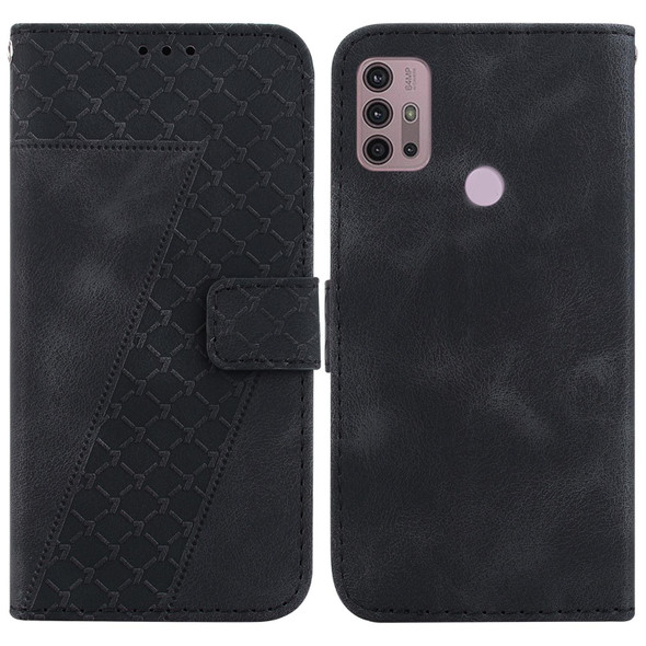 For Motorola Moto G30/G10/G20/G10 Power 7-shaped Embossed Leatherette Phone Case(Black)