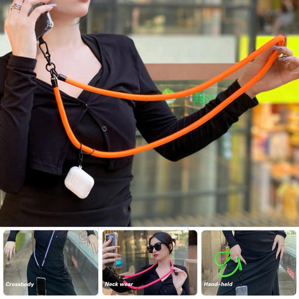 10mm Thick Rope Mobile Phone Lanyard Spacer Adjustable Anti Theft Phone Strap(NO.2 Fluorescence Rose Red)