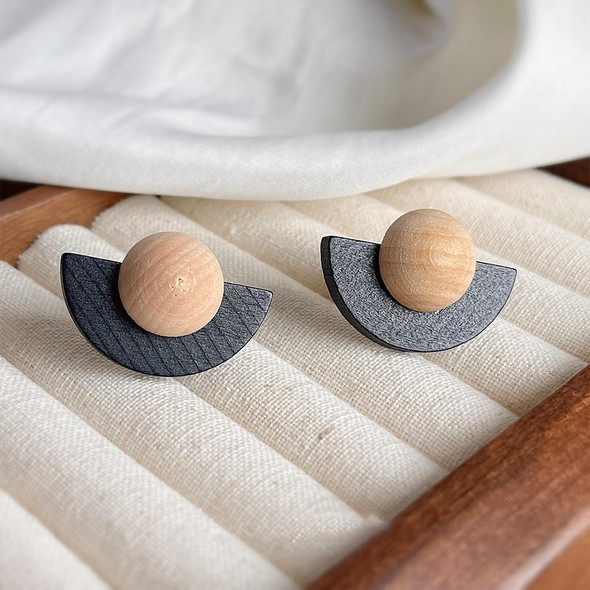 Geometric Semicircle Vintage Personalized Pierced Earrings Wooden Earrings