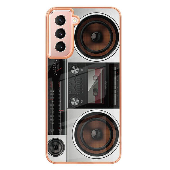 For Samsung Galaxy S21 5G Electroplating Marble Dual-side IMD Phone Case(Retro Radio)