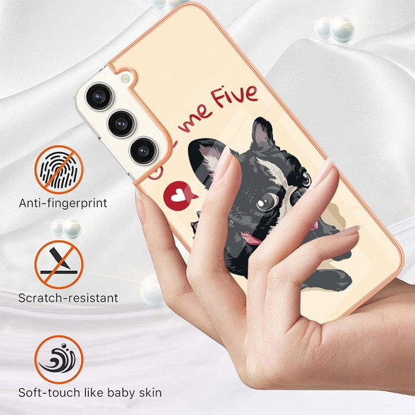 For Samsung Galaxy S23+ 5G Electroplating Marble Dual-side IMD Phone Case(Lucky Dog)
