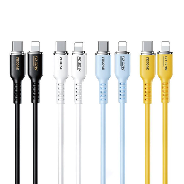 WK WDC-10 PD 20W USB-C/Type-C to 8 Pin Silicone Data Cable, Length: 1.2m(White)