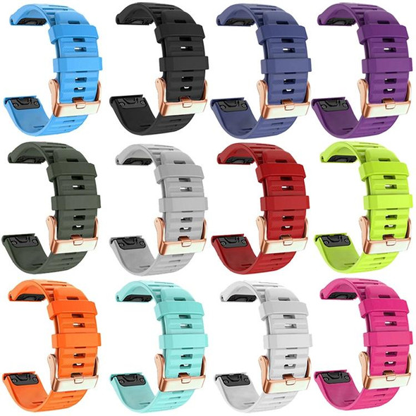 For Garmin Fenix 7S / 6S Pro / 5S Plus 20mm Rose Gold Buckle Quick Release Silicone Watch Band(Grey)