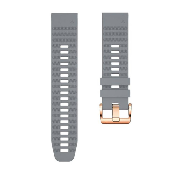 For Garmin Fenix 7S / 6S Pro / 5S Plus 20mm Rose Gold Buckle Quick Release Silicone Watch Band(Grey)
