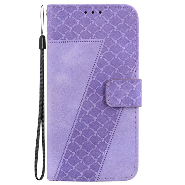 For Samsung Galaxy A40 7-shaped Embossed Leatherette Phone Case(Purple)