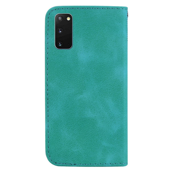 For Samsung Galaxy S20 7-shaped Embossed Leatherette Phone Case(Green)