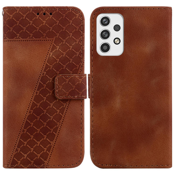 For Samsung Galaxy A23 7-shaped Embossed Leatherette Phone Case(Brown)