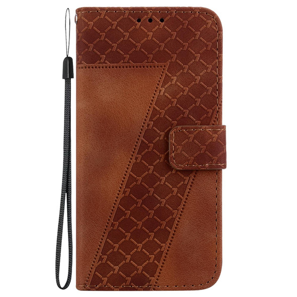 For Samsung Galaxy S21 Ultra 5G 7-shaped Embossed Leatherette Phone Case(Brown)