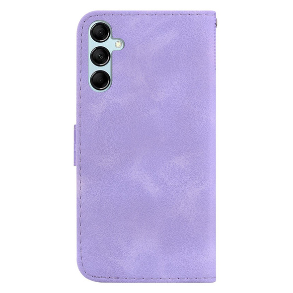 For Samsung Galaxy M54 7-shaped Embossed Leatherette Phone Case(Purple)