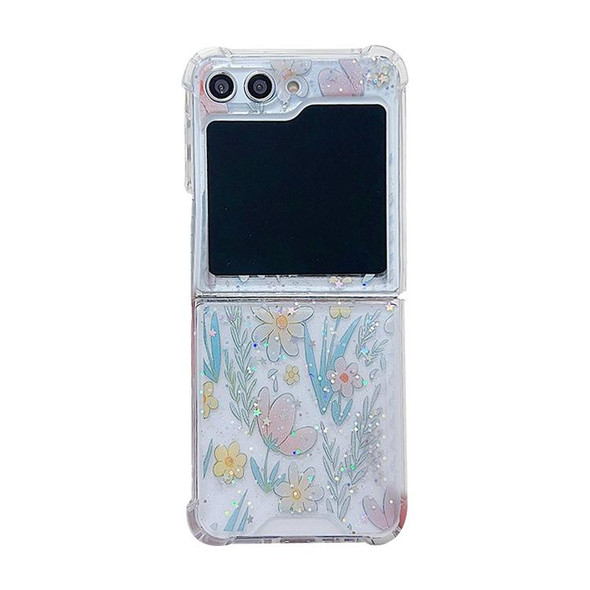 For Samsung Galaxy Z Flip3  Fresh Small Floral Epoxy TPU Phone Case(Pink Flowers 3)