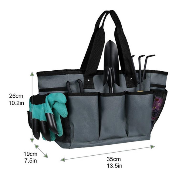 Outdoor Portable Oxford Fabric Gardening Tool Bag Garden Pruning Tool Storage Bag(Gray Black Edge)