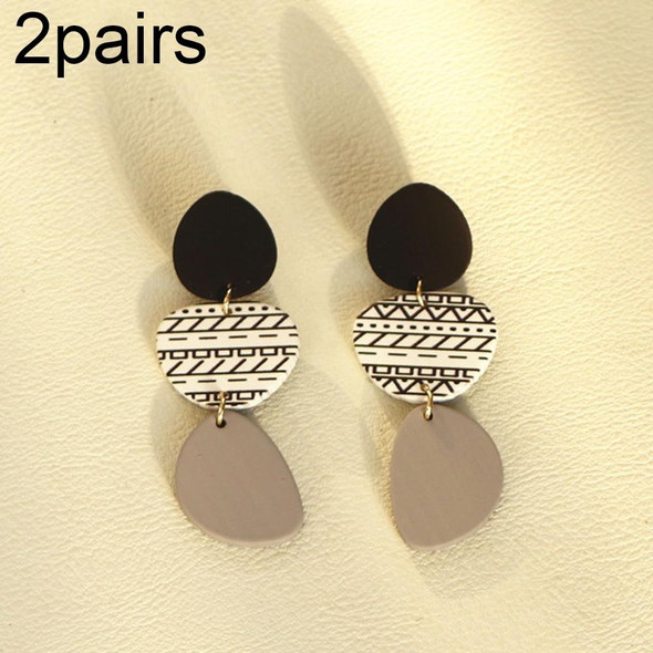 2pairs Acrylic Irregular Graphic Stitching Long Ladies Earrings(01)