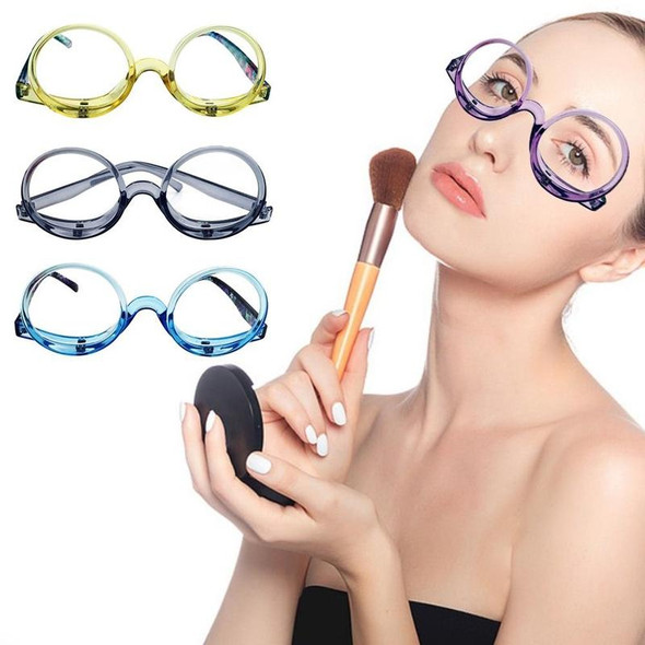 Makeup Magnifying Glass Presbyopic Glasses Flip Swivel Reading Glasses, Degree: +150(Transparent Gray)