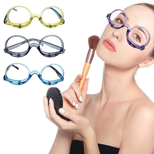 Makeup Magnifying Glass Presbyopic Glasses Flip Swivel Reading Glasses, Degree: +150(Tea Color)