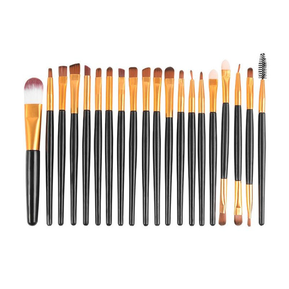 20pcs/set Wooden Handle Makeup Brush Set Beauty Tool Brushes(Coffee)