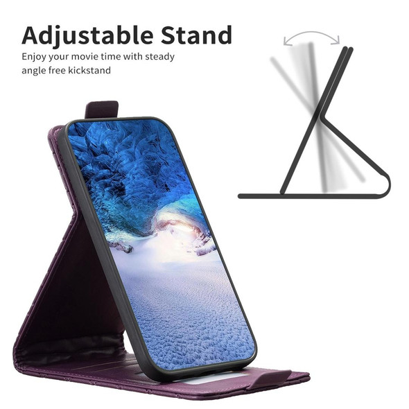 For iPhone X / XS Diamond Lattice Vertical Flip Leatherette Phone Case(Dark Purple)