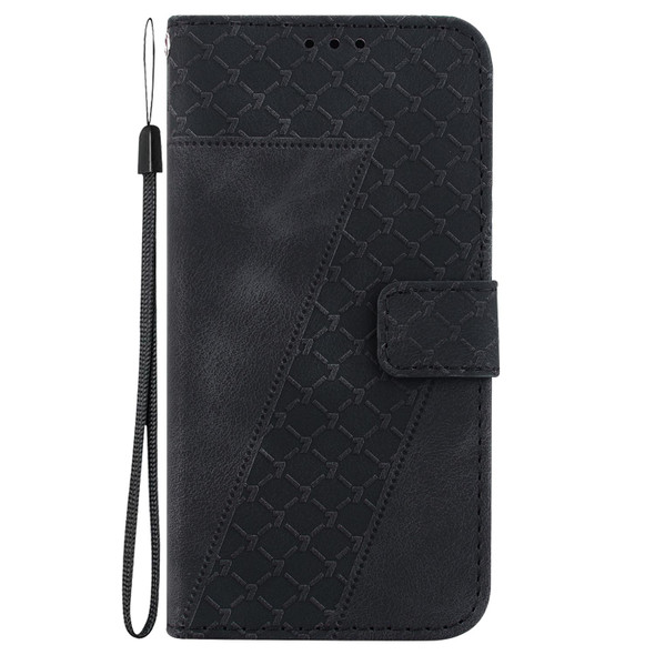 For Samsung Galaxy S21+ 5G 7-shaped Embossed Leatherette Phone Case(Black)