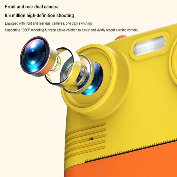 1080P Instant Print Camera 2.8-inch IPS Screen Front and Rear Dual Lens Kids Camera, Spec: Blue+32G Card 