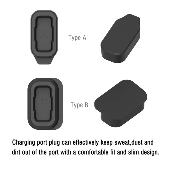 For Coros Pace 2 / Apex / Apex 2 / Vertix / Vertix 2 / Amazfit Falcon Silicone Anti-Dust Plug Charging Port Protective Cover (1Pc, Type A) - Black